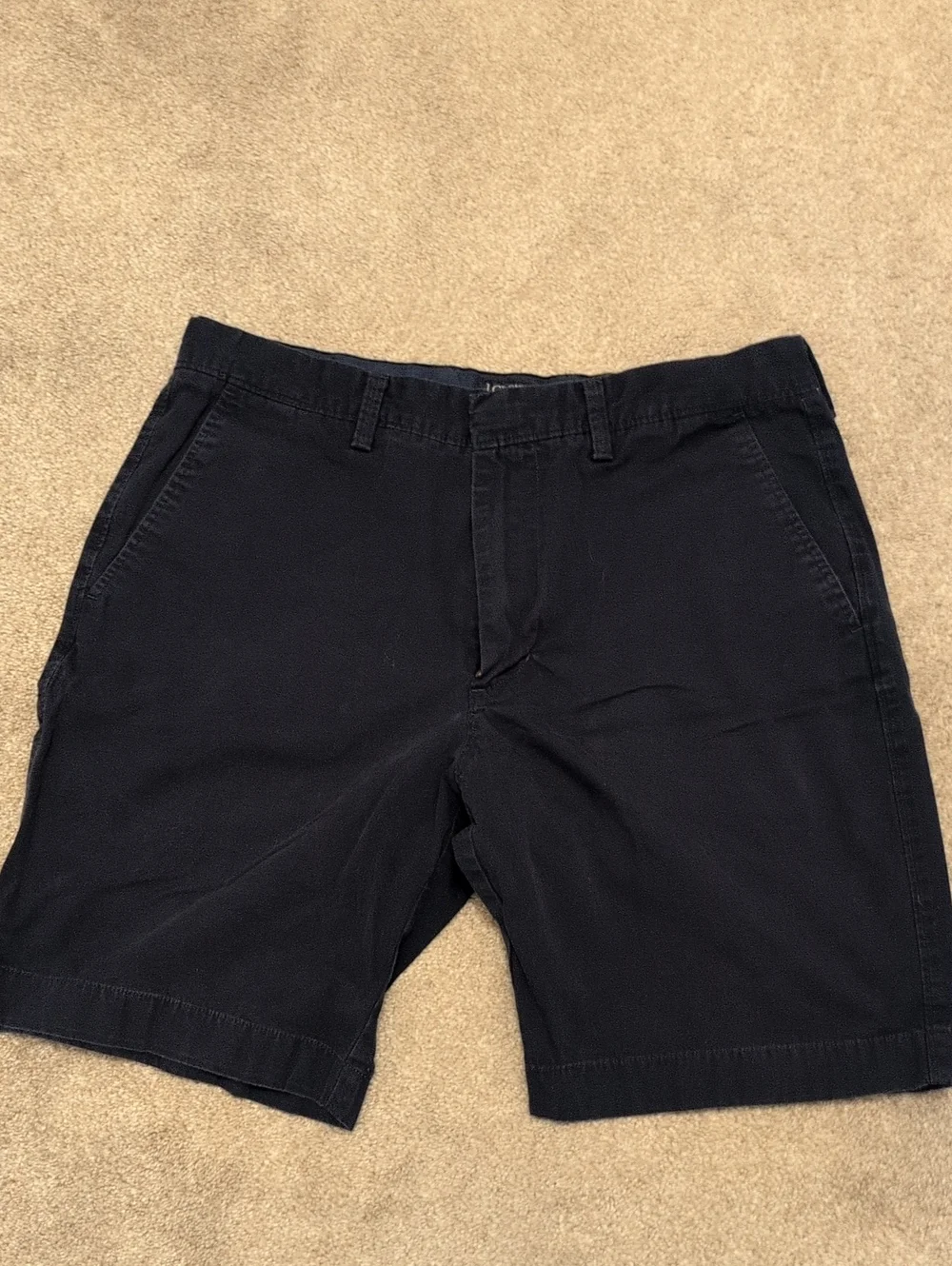J. Crew Navy Flat-Front Cotton Shorts